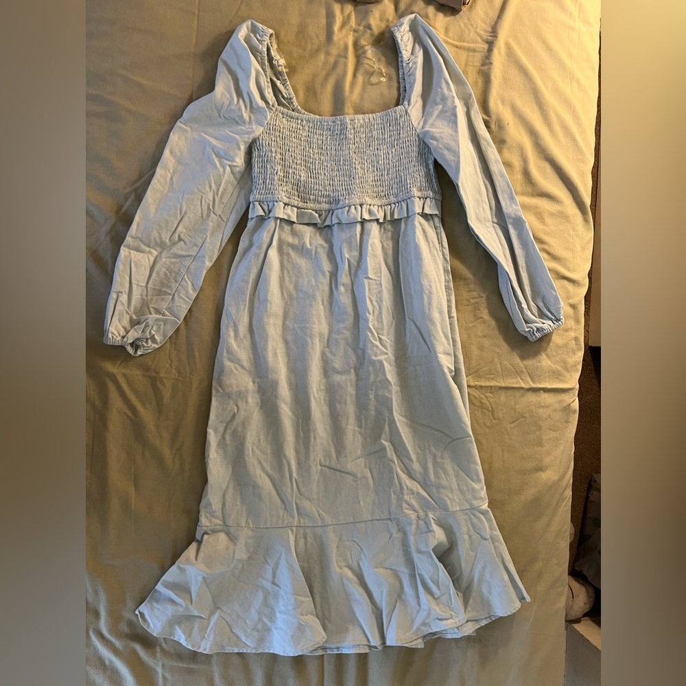 Light blue square neck dress